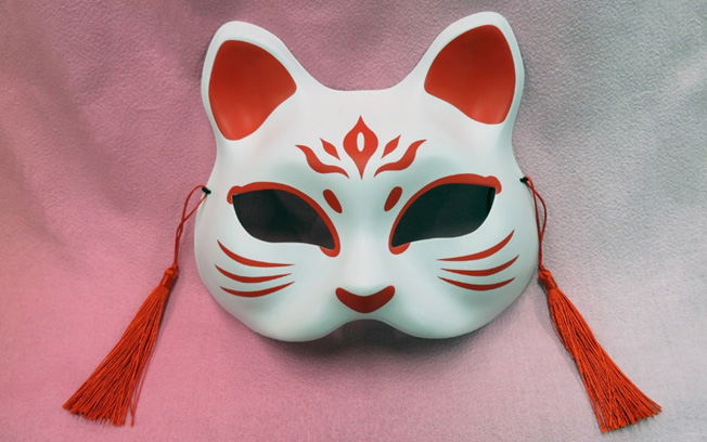 Cat Half Mask 1 Red And White image 1