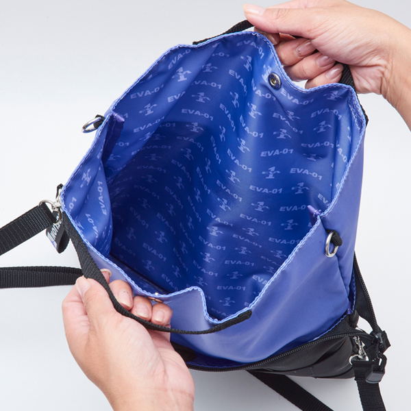 Evangelion - Outdoor EVA-01 Pattern Slide Clutch Shoulder Bag Black image 4