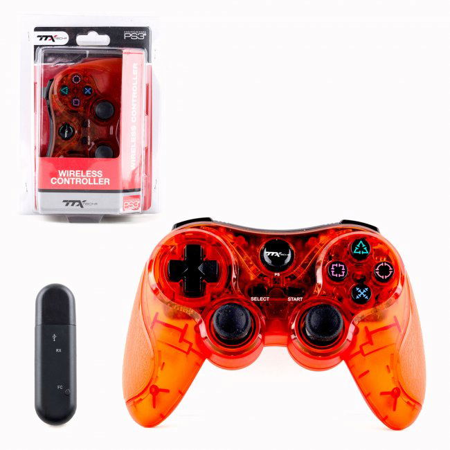 TTX Tech Wireless Controller for PlayStation 3 (Clear Red) image 1