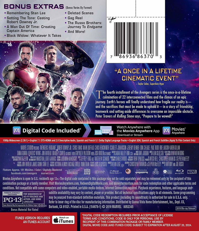 Avengers: Endgame [Blu-ray+Digital HD] image 2
