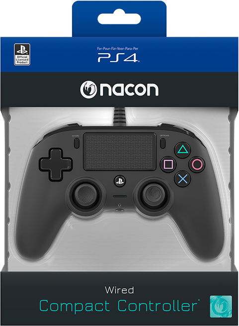Nacon Wired Compact Controller for PlayStation 4 (Black) image 1
