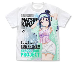 Love Live! Sunshine!! - Kanan Matsuura Full Graphic T-shirt Pajama Ver. White (S Size)_