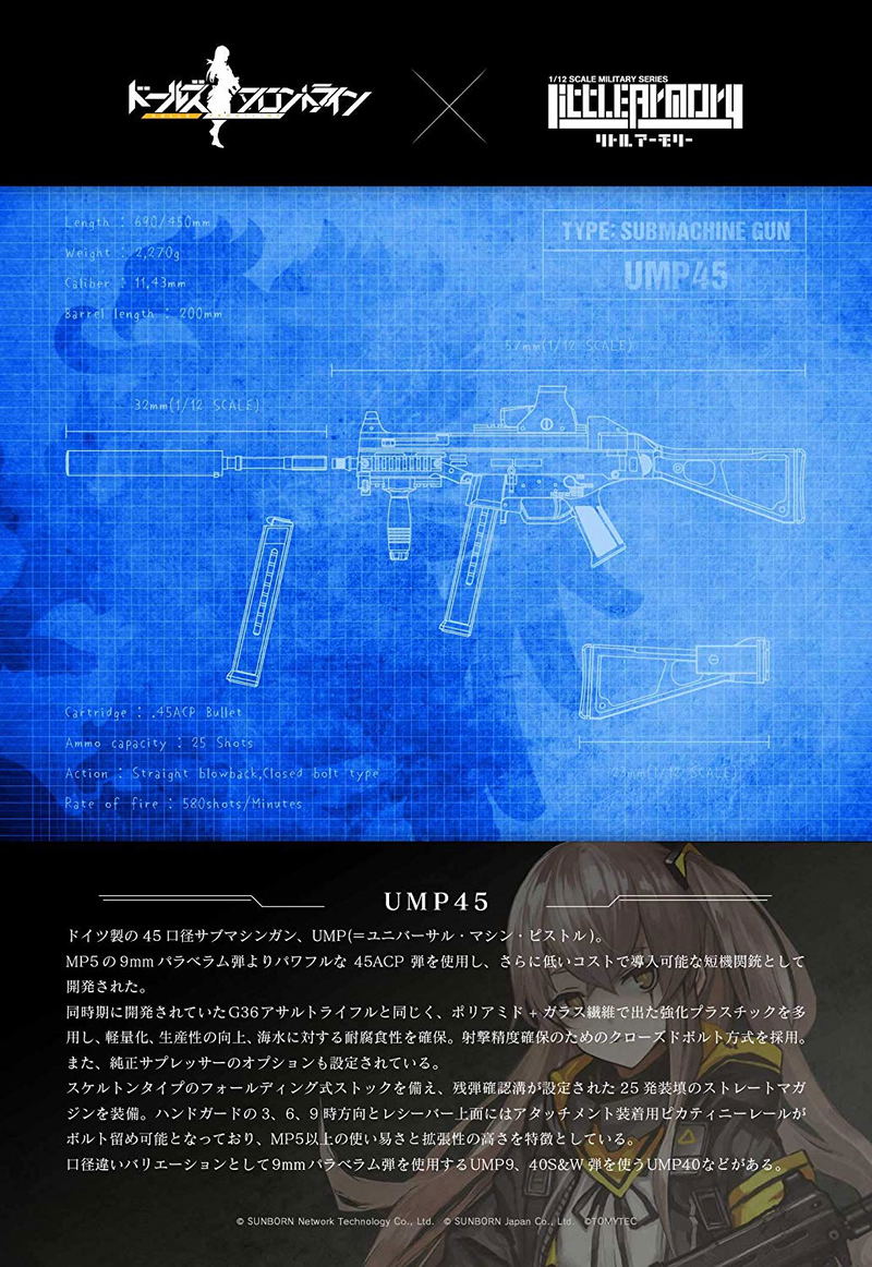 Little Armory Girls Frontline 1/12 Scale Model Kit: UMP45 Type image 11