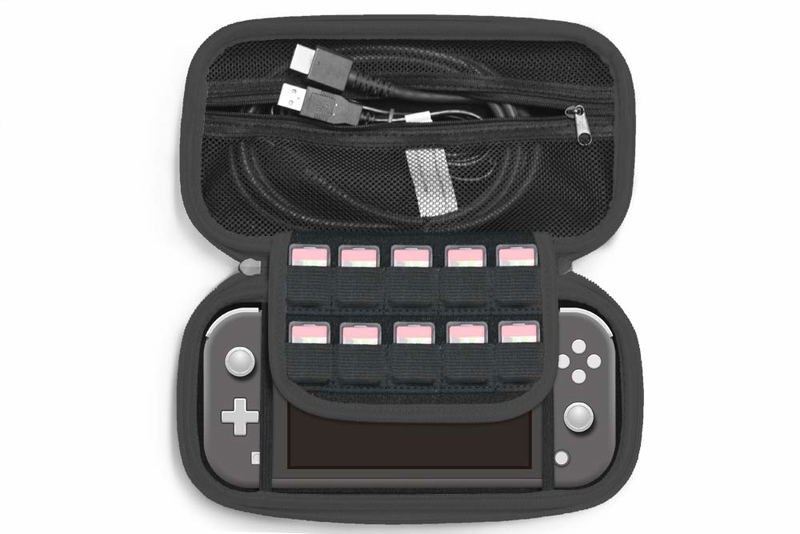 Large Capacity Semi-Hard Pouch for Nintendo Switch Lite (Black x Gray) image 3