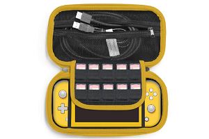 Large Capacity Semi-Hard Pouch for Nintendo Switch Lite (Black x Yellow)