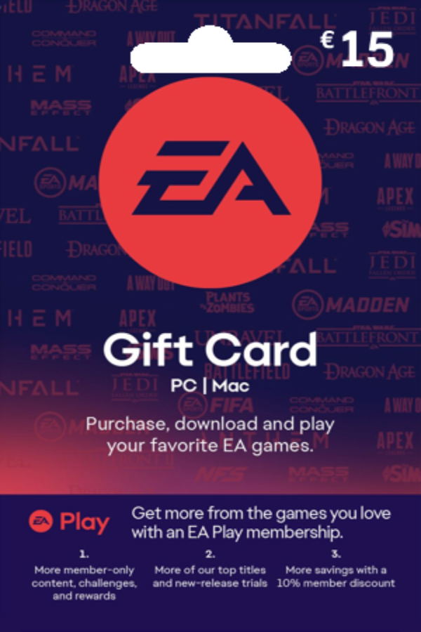 EA Gift Card 15 EUR | Germany Account Only <span class="ext ext_digital">digital</span> image 1