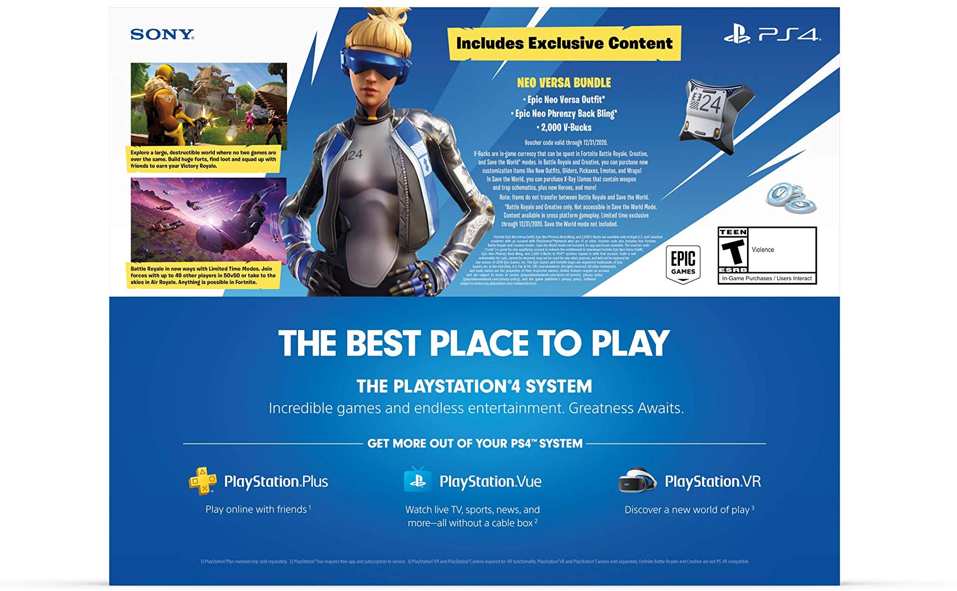 PlayStation 4 1TB HDD (Jet Black) [Fortnite Neo Versa Bundle]
