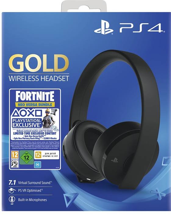 PlayStation Gold Wireless Headset (Black) Neo for PS Vita, PSVR, PS4 Pro