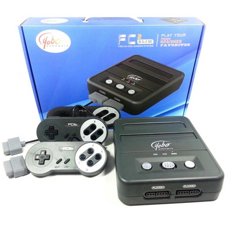 Yobo FC2 Slim 2-in-1 Gaming System for NES / SNES (Black) image 1