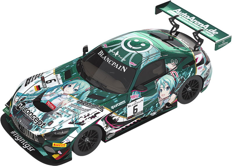 Character Vocal Series 01 Vocaloid Hatsune Miku 1/18 Scale Miniature Car: #6 Mercedes-AMG Team Black Falcon 2019 SPA24H Ver. image 1
