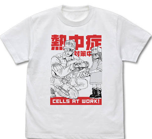 Cells At Work! Heatstroke Measures T-Shirt White (S Size)_