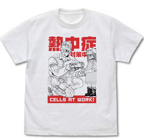 Cells At Work! Heatstroke Measures T-Shirt White (S Size) image 1