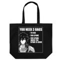 The Hero Is Overpowered But Overly Cautious Large Tote Bag Black thumbnail 1