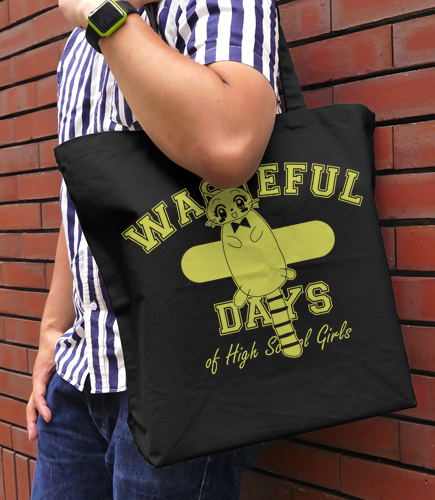 Wasteful Days Of High School Girls Large Tote Bag Black image 2