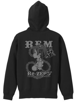 Re:Zero - Starting Life In Another World - Rem's Side Face Zippered Hoodie Black (M Size)_