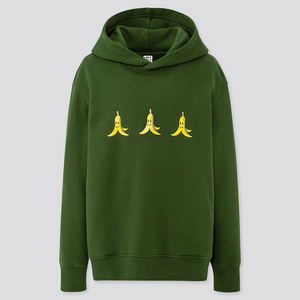 UT Mario Kart Friendship - Bananas Kids Pullover Hoodie Green (130cm Size)_