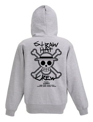 One Piece - Straw Hat Crew Zippered Hoodie Mix Gray (S Size)_