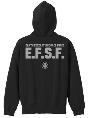 Mobile Suit Gundam - Earth Federation Space Force Zippered Hoodie Black (L Size)