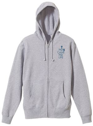 No Game No Life - Never Loses Zippered Hoodie Mix Gray (L Size)