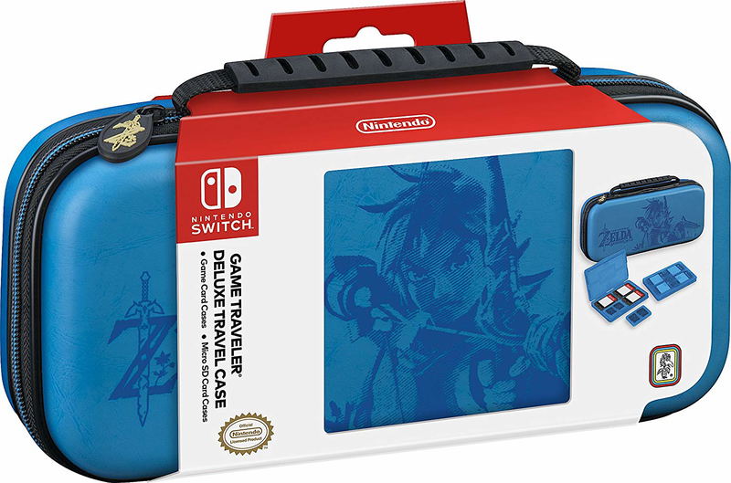 RDS Industries Game Traveler Deluxe Travel Case Zelda Link for Nintendo Switch (Blue) image 1