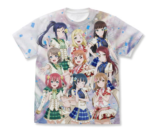 Love Live! Sunshine!! - Aqours Full Graphic T-shirt White (L Size) image 1