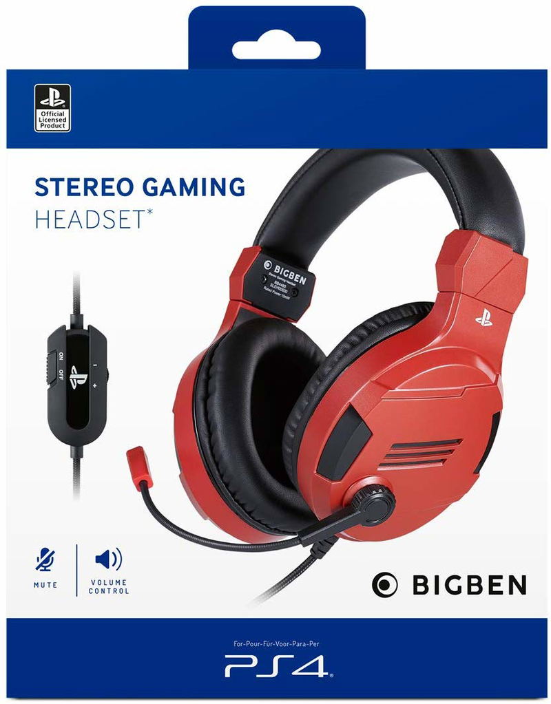 Bigben Stereo Gaming Headset V3 for PS4/PC/MAC (Red) image 1