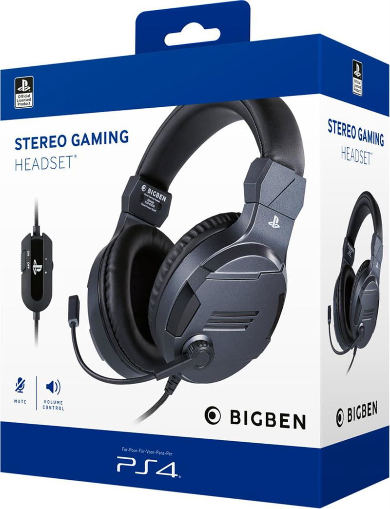 Bigben Stereo Gaming Headset V3 for PS4/PC/MAC (Titanium) image 1