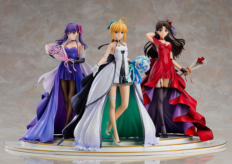 Fate/stay night ~15th Celebration Project~ 1/7 Scale Pre-Painted Figure: Saber, Rin Tohsaka and Sakura Matou ~15th Celebration Dress Ver.~ Premium Box image 3