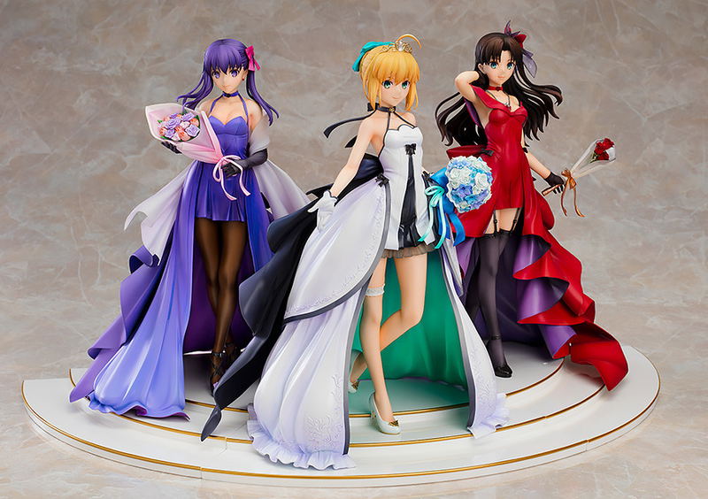 Fate/stay night ~15th Celebration Project~ 1/7 Scale Pre-Painted Figure: Saber, Rin Tohsaka and Sakura Matou ~15th Celebration Dress Ver.~ Premium Box image 4
