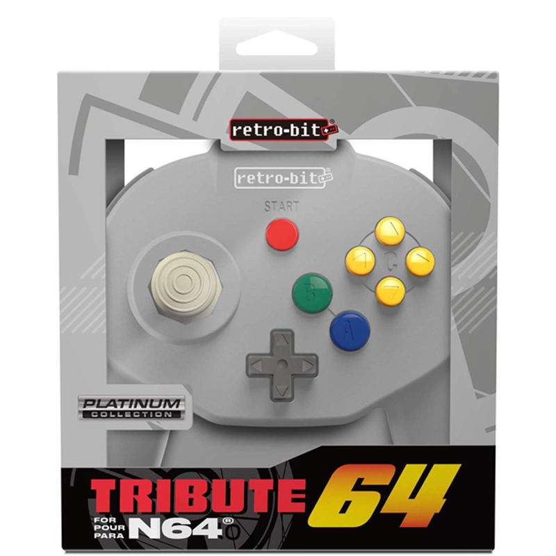 Retro-Bit Tribute 64 Controller for Nintendo 64 (Classic Grey) image 1