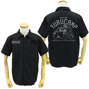 Yuru Camp Car - Sakura/Nadeshiko/Rin Ver. Patch Base Work Shirt Black (XL Size)_