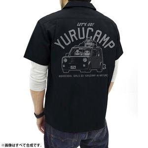 Yuru Camp Car - Sakura/Nadeshiko/Rin Ver. Patch Base Work Shirt Black (XL Size)_