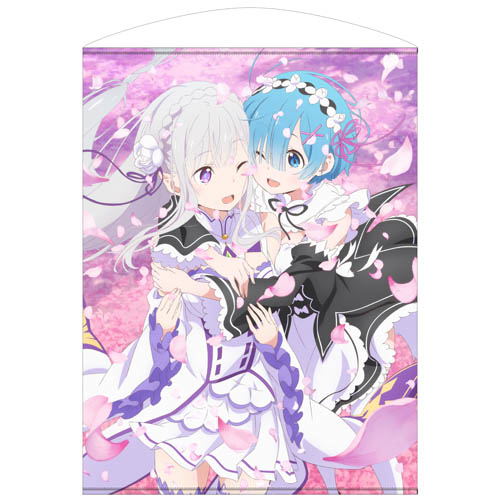 Re:ZERO -Starting Life in Another World- 100cm Wall Scroll: Emilia & Rem (Re-run) image 1