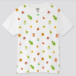 UT Super Mario 35th anniversary - 8-Bit Retro Kids T-shirt White (130cm Size)_