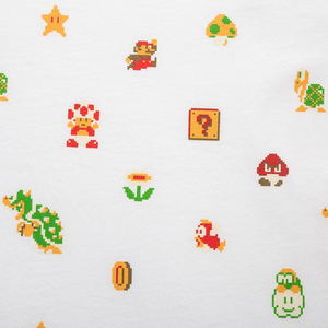 UT Super Mario 35th anniversary - 8-Bit Retro Kids T-shirt White (150cm Size)_