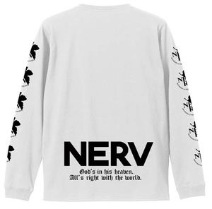 Evangelion - Nerv Logo Sleeve Rib Long Sleeve T-shirt White (S Size)_