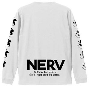 Evangelion - Nerv Logo Sleeve Rib Long Sleeve T-shirt White (M Size)