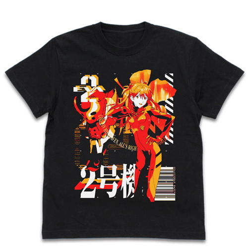 Evangelion - Eva Unit-02 Acid Graphics T-shirt Black (L Size)