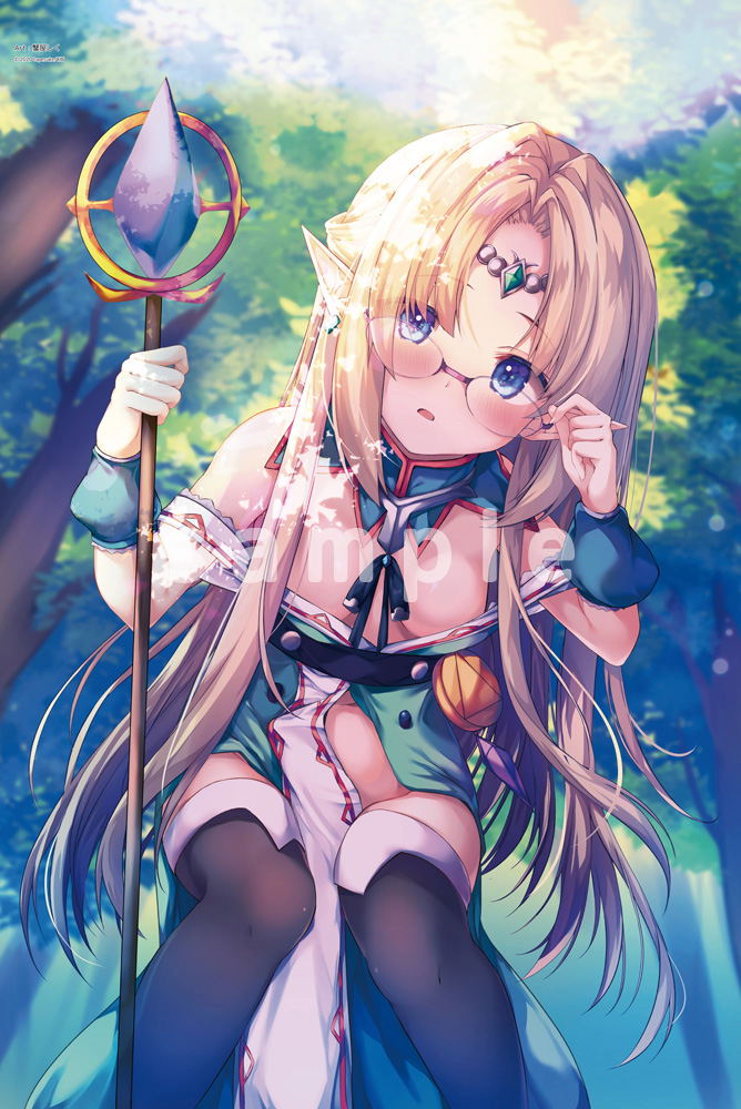 Original HD Tapestry Tapesuke Megane Elf-chan Illustration by Shiku Kaniya (B1 Size) image 1