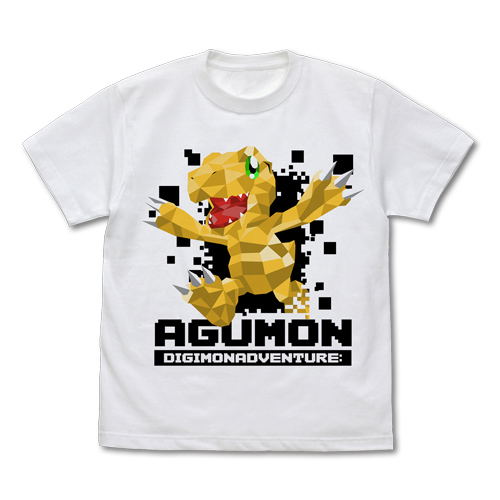 Digimon Adventure - Agumon Polygon Graphic T-shirt White (XL Size) image 1