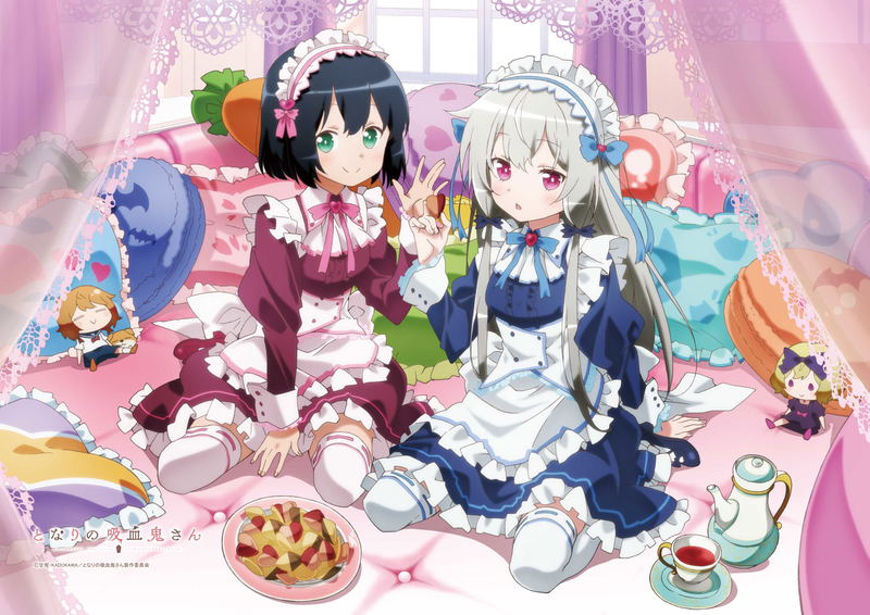 Ms. Vampire Who Lives in My Neighborhood Original Illustration Horizontal B2 Wall Scroll: Maid image 2
