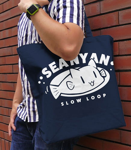 Slow Loop - Sea Nyan Large Tote Bag Navy image 2