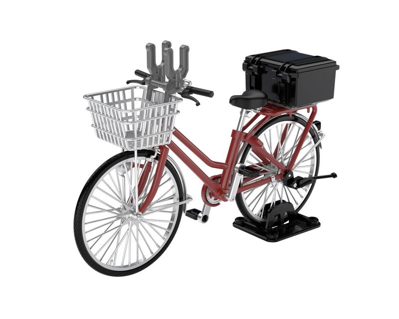 Little Armory LM005 1/12 Scale Model Kit: School Bike (For Designated Defense School) Maroon image 1
