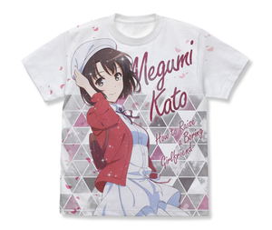 Saekano: How To Raise A Boring Girlfriend Fine - Megumi Kato New Illustration Full Graphic T-shirt White (S Size)_