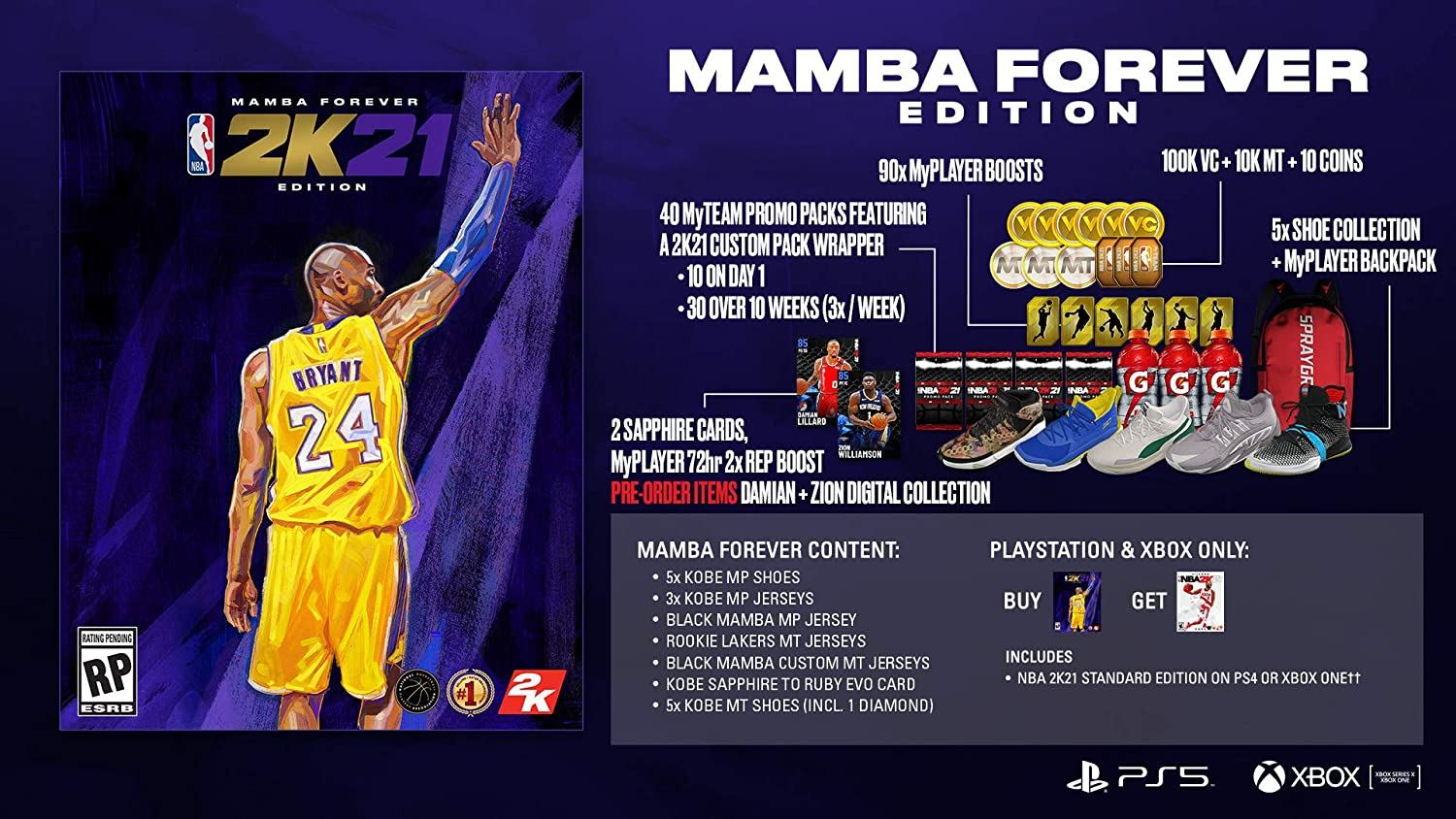 NBA 2K21 Mamba Forever Edition, 2K, PlayStation 4, 71042557635 