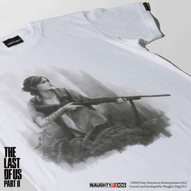 The Last Of Us Part II Torch Torch T-shirt Collection: Ellie With Rifle White (M Size) image 2