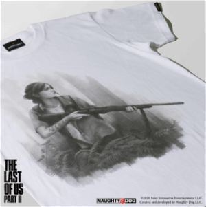 The Last Of Us Part II Torch Torch T-shirt Collection: Ellie With Rifle White (XXL Size)