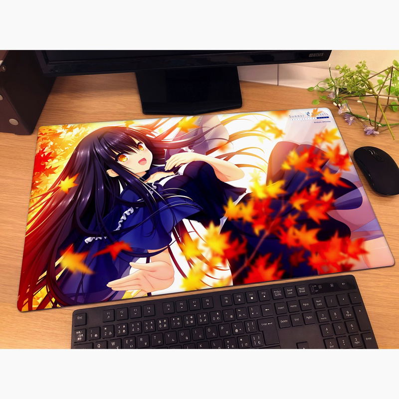Summer Pockets Reflection Blue Rubber Mat: Kamome Kushima/Autumn Leaves image 2