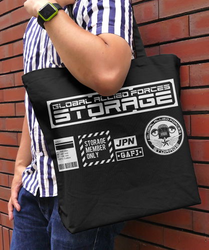 Ultraman Z - Anti-Monster Special Airborne Armored Corps "Storage" Large Tote Bag Black image 2
