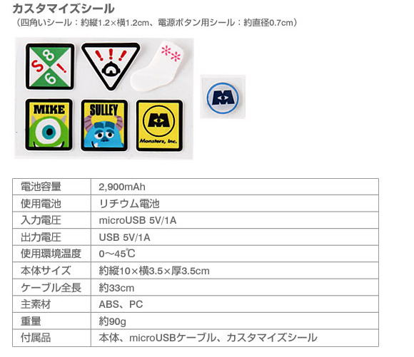 Disney Monsters, Inc. Energy Tank Stick Mobile Battery (2900mAh)